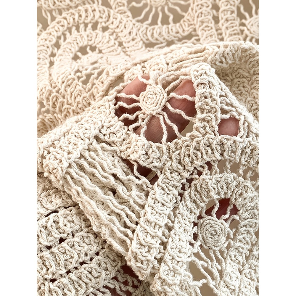 Unbranded Cream Crochet Knit Vest V-Neck Button Front Boho Open NEW Sz - Picture 3 of 3